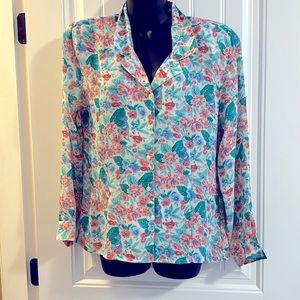 Vintage tropical floral blouse with shoulder pads 😍🤩